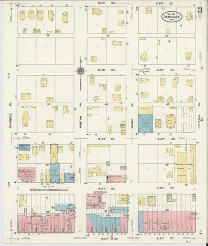 Sanborn Fire Insurance Map from Okmulgee, Okmulgee County, Oklahoma (1911), Sheet #0003 - Complete Map Set gallery image, historic Sanborn map, vintage wall art, Oklahoma Oklahoma