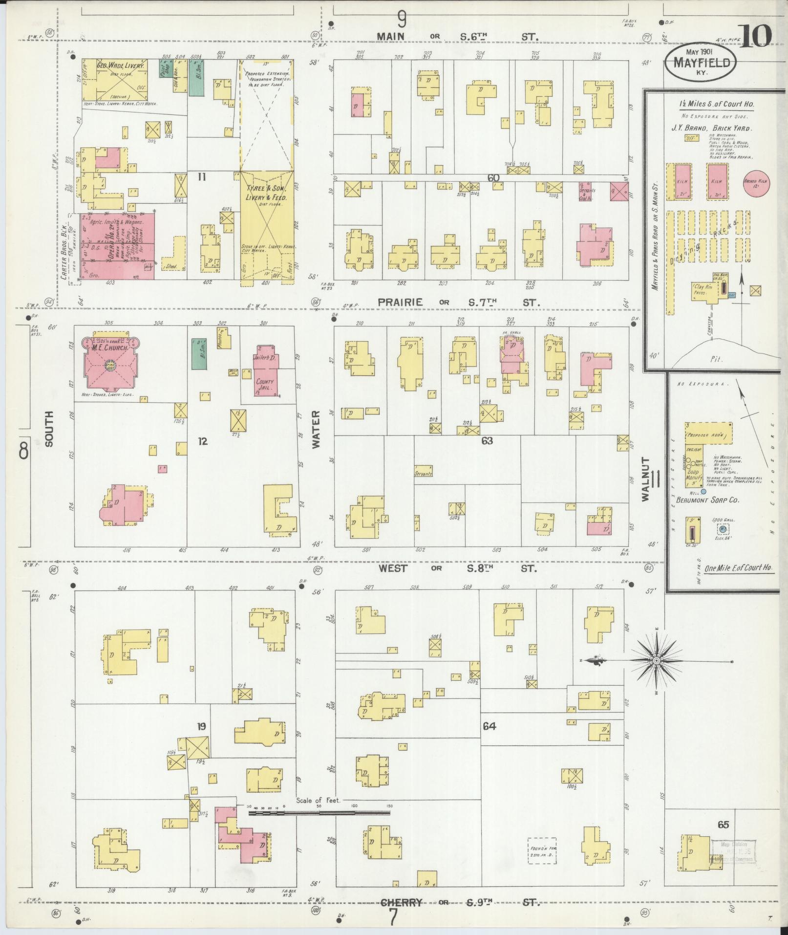 Sanborn Fire Insurance Map from Mayfield, Graves County, Kentucky (1901), Sheet #0010 - Historic Sanborn Fire Insurance Map Print, vintage old map wall art, antique decor, genealogy gift, Kentucky Kentucky map
