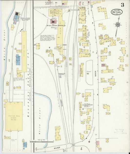 Sanborn Fire Insurance Map from Bethel, Windsor County, Vermont (1914), Sheet #0003 - Historic Sanborn Fire Insurance Map Print, vintage old map wall art, antique decor, genealogy gift, Vermont Vermont map