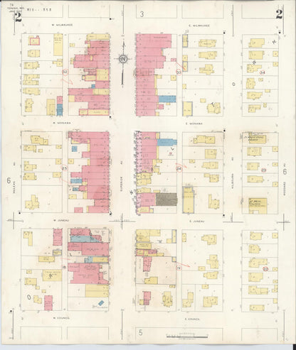Sanborn Fire Insurance Map from Tomah, Monroe County, Wisconsin (1944), Sheet #0002 - Historic Sanborn Fire Insurance Map Print, vintage old map wall art, antique decor, genealogy gift, Wisconsin Wisconsin map