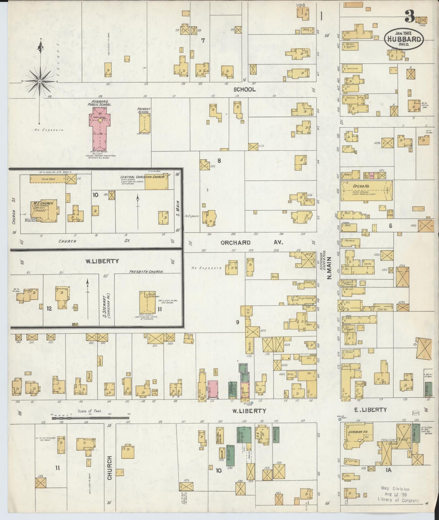 Sanborn Fire Insurance Map from Hubbard, Trumbull County, Ohio (1902), Sheet #0003 - Historic Sanborn Fire Insurance Map Print, vintage old map wall art, antique decor, genealogy gift, Ohio Ohio map