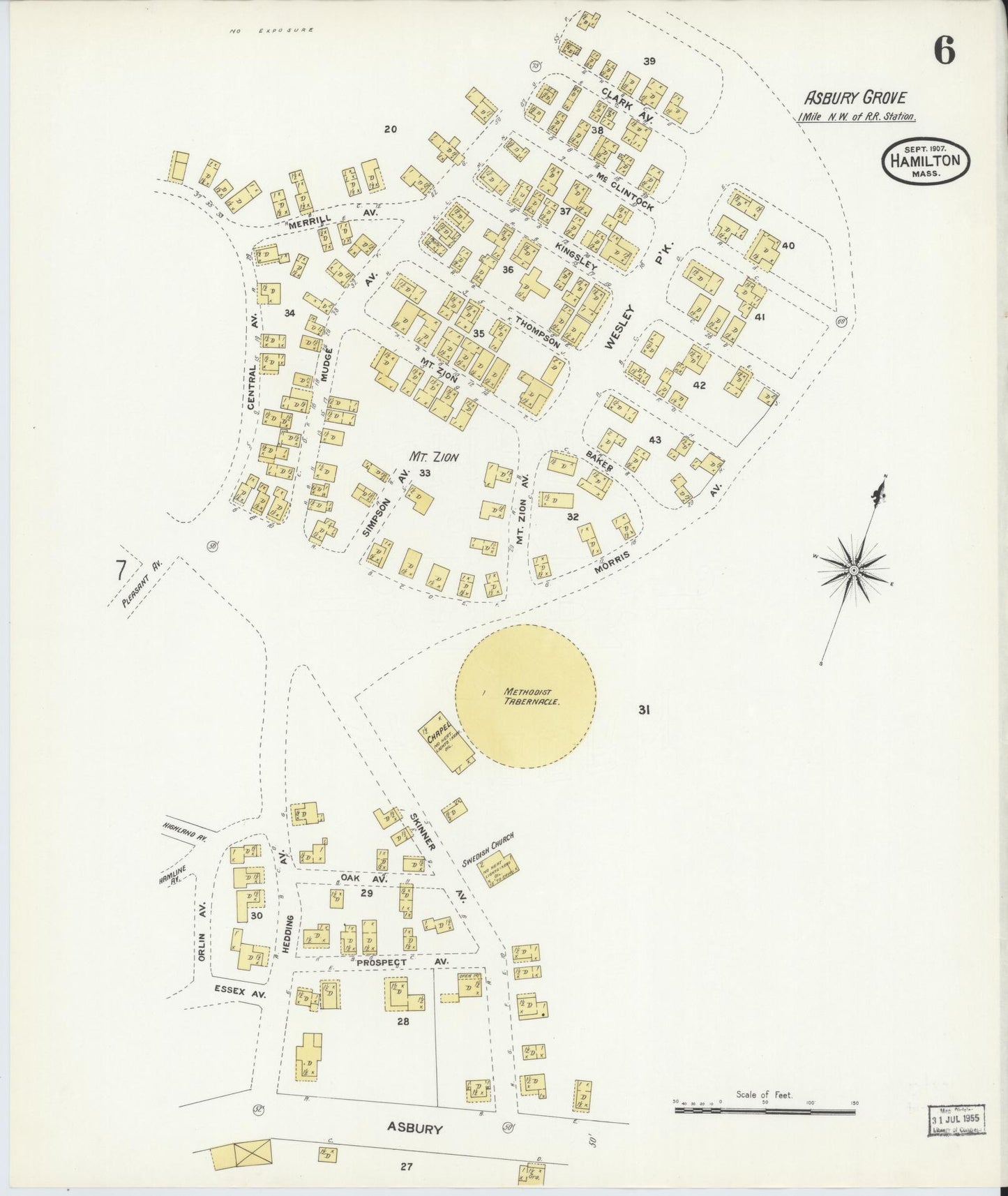 Sanborn Fire Insurance Map from Hamilton, Essex County, Massachusetts (1907), Sheet #0006 - Complete Map Set gallery image, historic Sanborn map, vintage wall art, Massachusetts Massachusetts