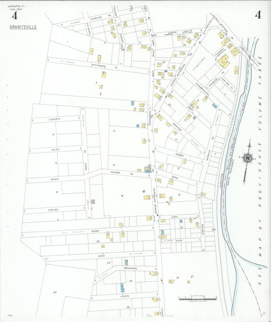 Sanborn Fire Insurance Map from Johnston, Providence County, Rhode Island (1945), Sheet #0004 - Historic Sanborn Fire Insurance Map Print, vintage old map wall art, antique decor, genealogy gift, Rhode Island Rhode Island map