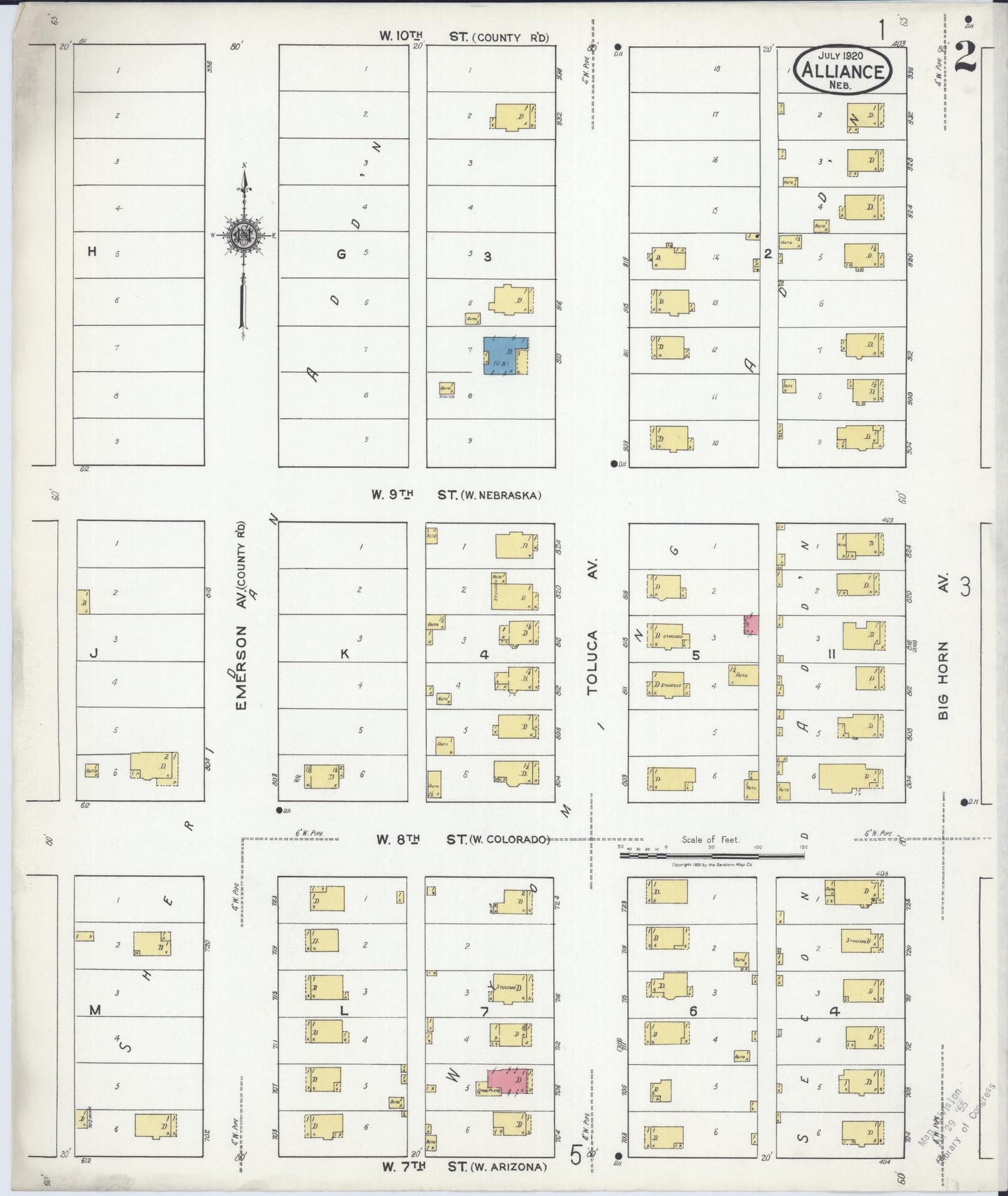 Sanborn Fire Insurance Map from Alliance, Box Butte County, Nebraska (1920), Sheet #0002 - Complete Map Set gallery image, historic Sanborn map, vintage wall art, Nebraska Nebraska
