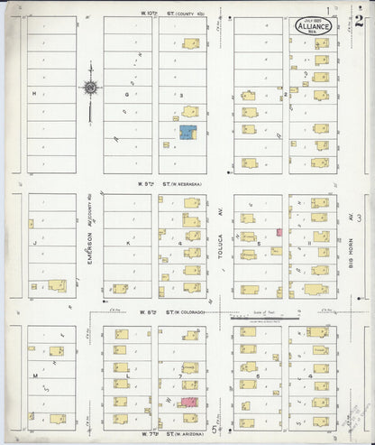 Sanborn Fire Insurance Map from Alliance, Box Butte County, Nebraska (1920), Sheet #0002 - Complete Map Set gallery image, historic Sanborn map, vintage wall art, Nebraska Nebraska