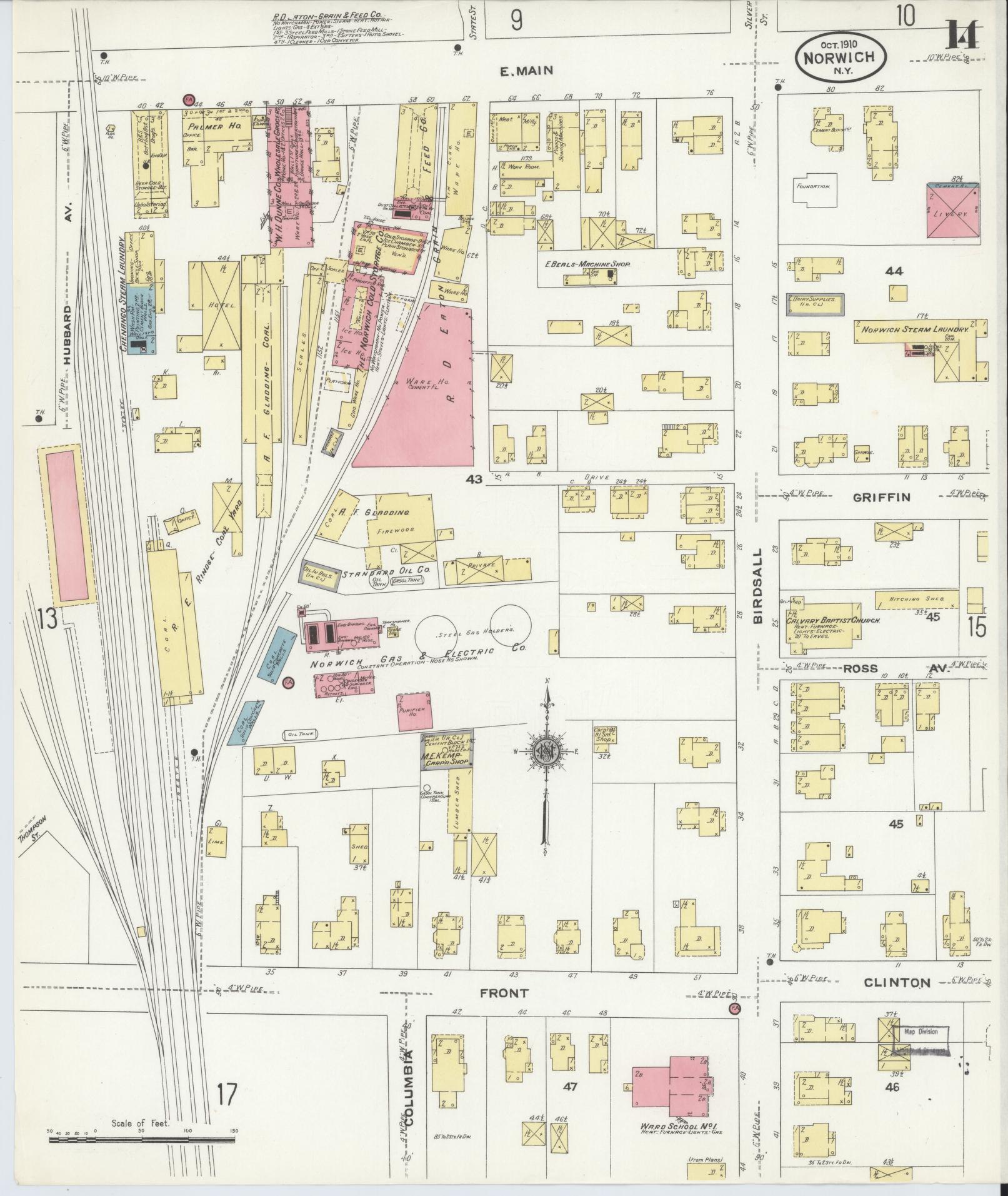 Sanborn Fire Insurance Map from Norwich, Chenango County, New York (1910), Sheet #0014 - Complete Map Set gallery image, historic Sanborn map, vintage wall art, New York New York