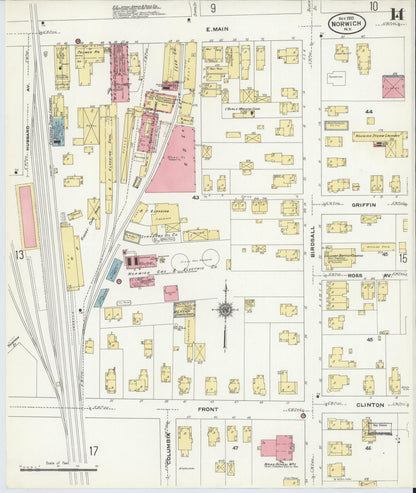 Sanborn Fire Insurance Map from Norwich, Chenango County, New York (1910), Sheet #0014 - Complete Map Set gallery image, historic Sanborn map, vintage wall art, New York New York