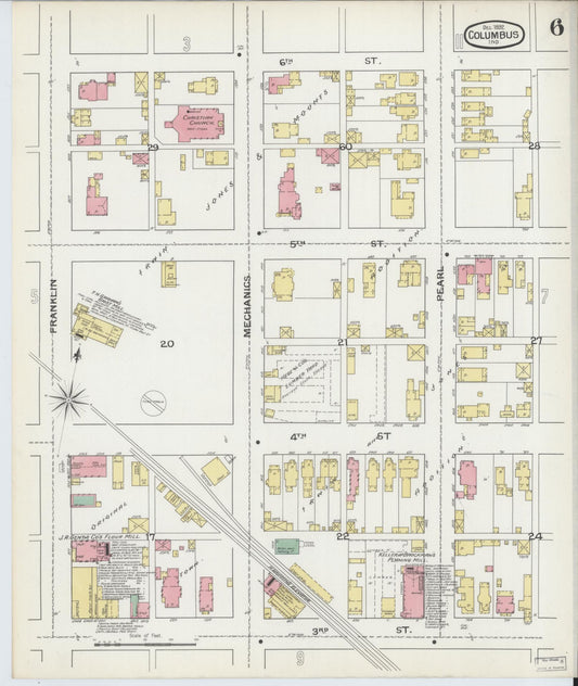 Sanborn Fire Insurance Map from Columbus, Bartholomew County, Indiana (1892), Sheet #0006 - Historic Sanborn Fire Insurance Map Print, vintage old map wall art, antique decor, genealogy gift, Indiana Indiana map