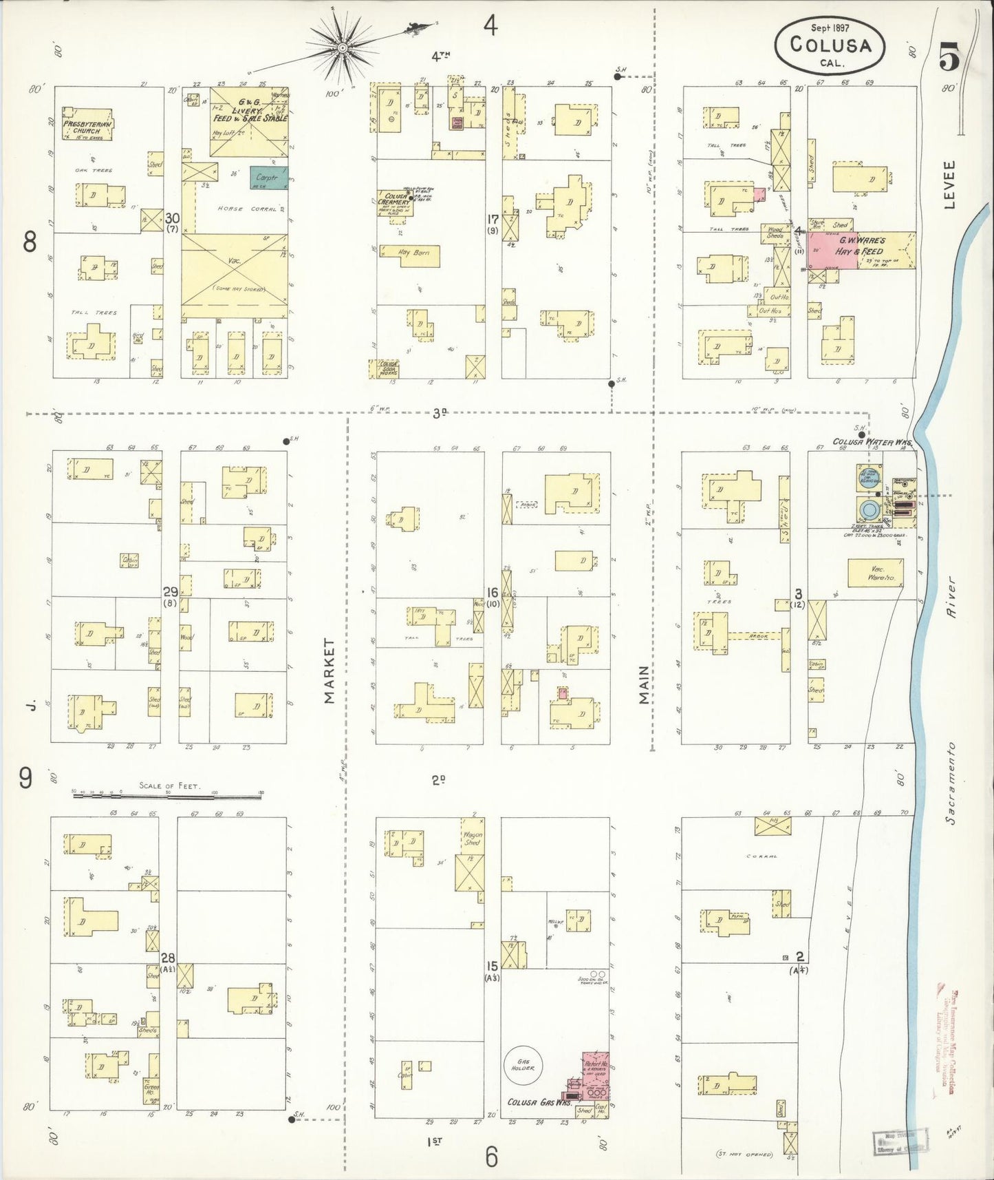 Sanborn Fire Insurance Map from Colusa, Colusa County, California (1897), Sheet #0005 - Complete Map Set gallery image, historic Sanborn map, vintage wall art, California California