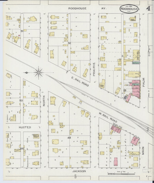 Sanborn Fire Insurance Map from Roodhouse, Greene County, Illinois (1894), Sheet #0004 - Historic Sanborn Fire Insurance Map Print, vintage old map wall art, antique decor, genealogy gift, Illinois Illinois map
