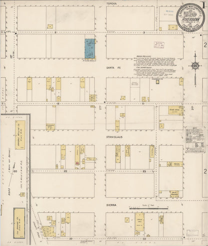 Sanborn Fire Insurance Map from Riverbank, Stanislaus County, California (1914), Sheet #0001 - Complete Map Set gallery image, historic Sanborn map, vintage wall art, California California