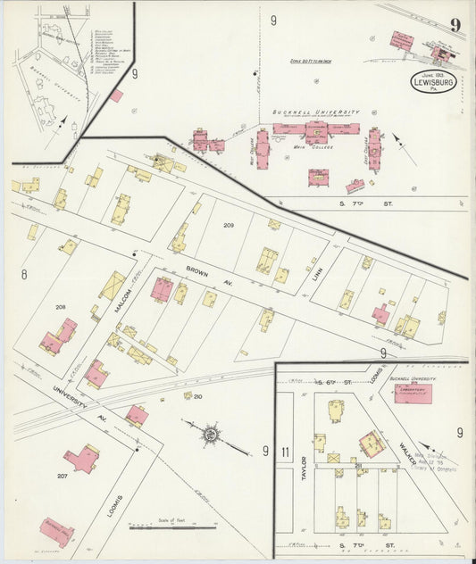 Sanborn Fire Insurance Map from Lewisburg, Union County, Pennsylvania (1913), Sheet #0009 - Historic Sanborn Fire Insurance Map Print, vintage old map wall art, antique decor, genealogy gift, Pennsylvania Pennsylvania map