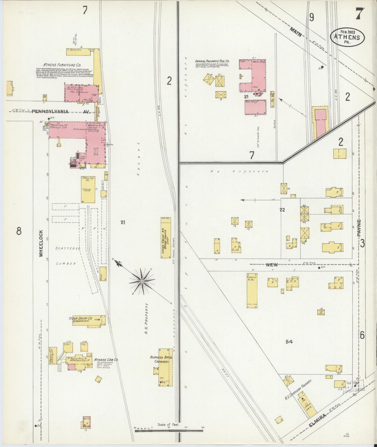 Sanborn Fire Insurance Map from Athens, Bradford County, Pennsylvania (1903), Sheet #0007 - Complete Map Set gallery image, historic Sanborn map, vintage wall art, Pennsylvania Pennsylvania