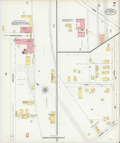 Sanborn Fire Insurance Map from Athens, Bradford County, Pennsylvania (1903), Sheet #0007 - Complete Map Set gallery image, historic Sanborn map, vintage wall art, Pennsylvania Pennsylvania