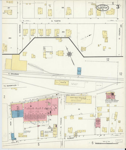 Sanborn Fire Insurance Map from Elberton, Elbert County, Georgia (1913), Sheet #0003 - Complete Map Set gallery image, historic Sanborn map, vintage wall art, Georgia Georgia