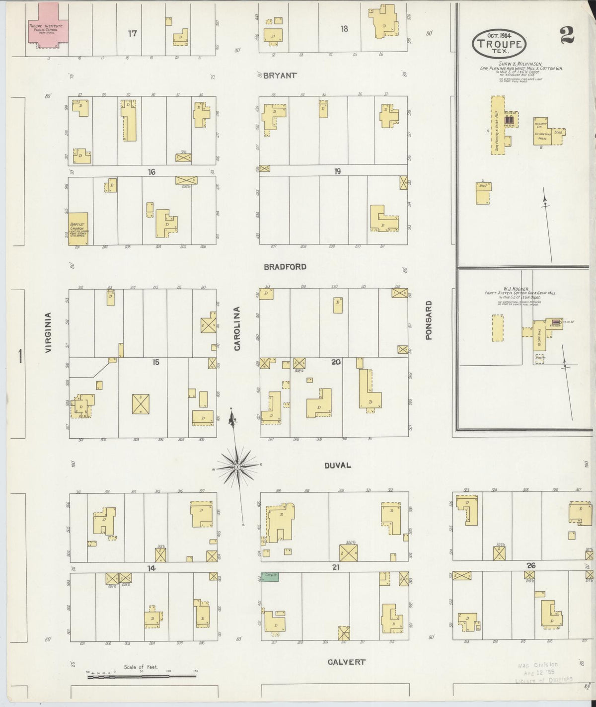 Sanborn Fire Insurance Map from Troup, Smith County, Texas (1904), Sheet #0002 - Historic Sanborn Fire Insurance Map Print, vintage old map wall art, antique decor, genealogy gift, Texas Texas map