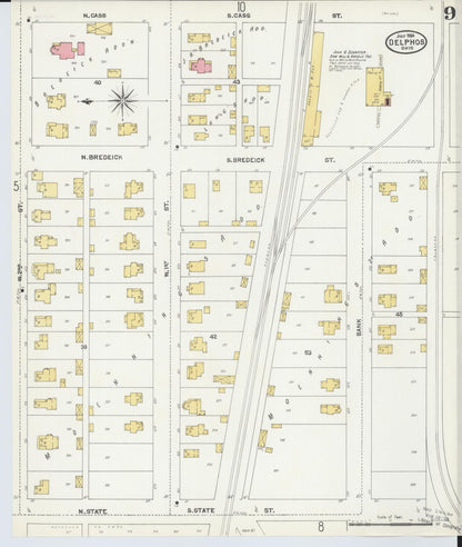 Sanborn Fire Insurance Map from Delphos, Van Wert And Allen Counties, Ohio (1904), Sheet #0009 - Historic Sanborn Fire Insurance Map Print, vintage old map wall art, antique decor, genealogy gift, Ohio Ohio map