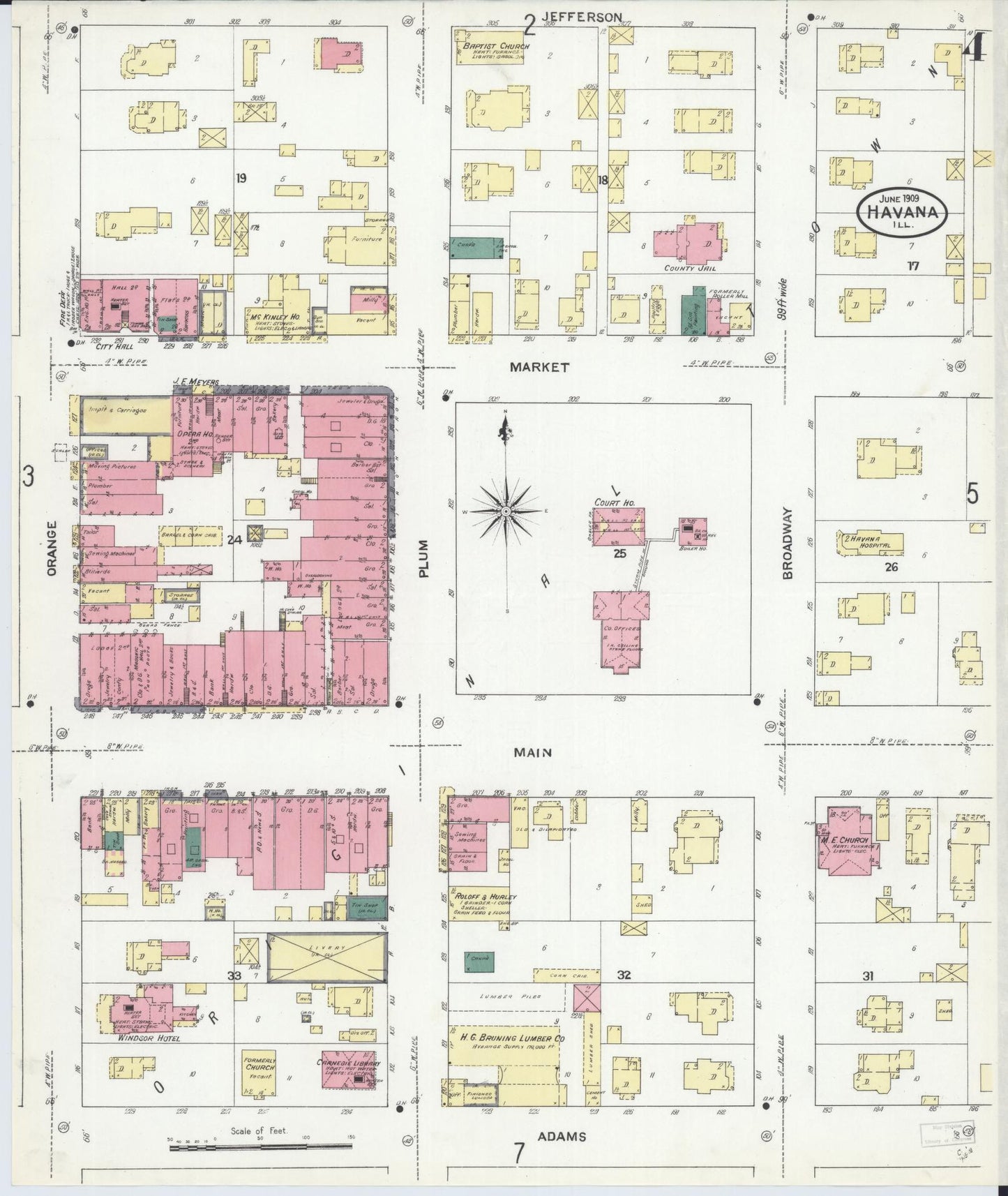 Sanborn Fire Insurance Map from Havana, Mason County, Illinois (1909), Sheet #0004 - Complete Map Set gallery image, historic Sanborn map, vintage wall art, Illinois Illinois