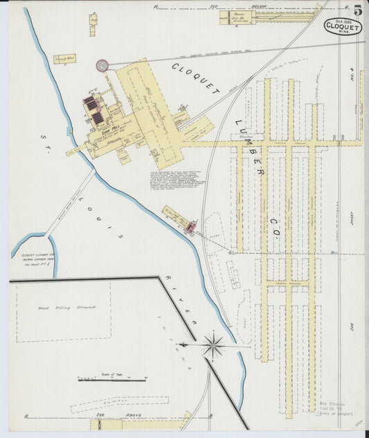 Sanborn Fire Insurance Map from Cloquet, Carlton County, Minnesota (1888), Sheet #0005 - Historic Sanborn Fire Insurance Map Print, vintage old map wall art, antique decor, genealogy gift, Minnesota Minnesota map