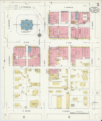 Sanborn Fire Insurance Map from Hillsboro, Hill County, Texas (1911), Sheet #0005 - Complete Map Set gallery image, historic Sanborn map, vintage wall art, Texas Texas