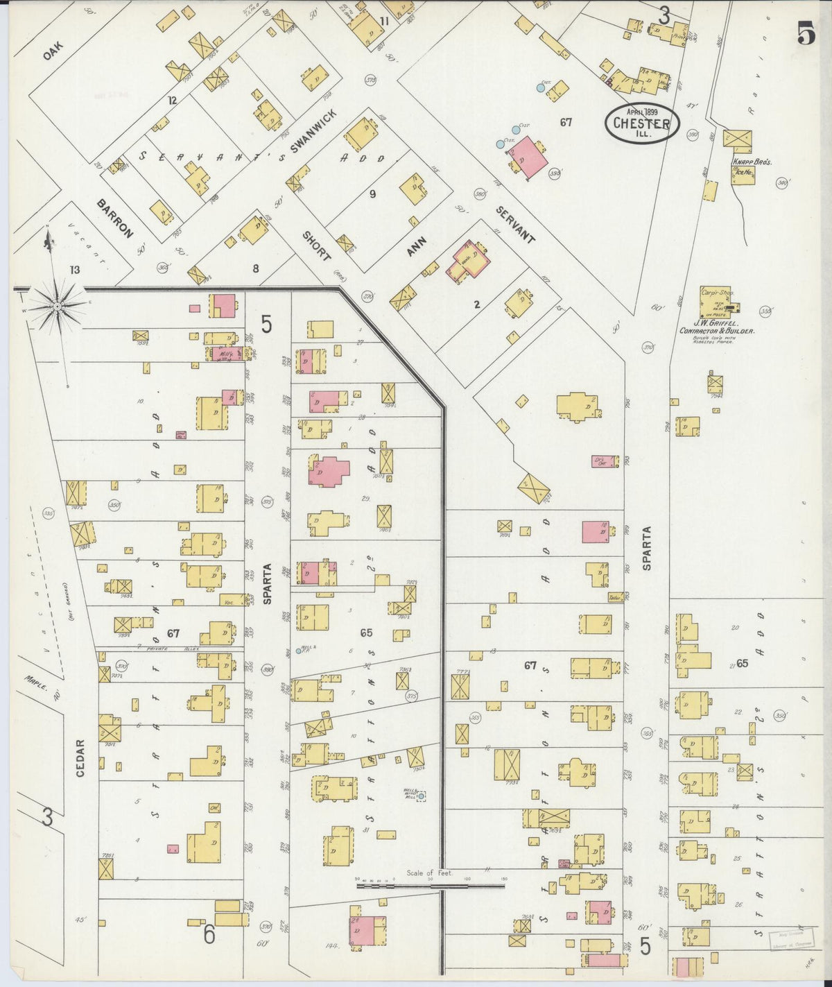 Sanborn Fire Insurance Map from Chester, Randolph County, Illinois (1899), Sheet #0005 - Complete Map Set gallery image, historic Sanborn map, vintage wall art, Illinois Illinois
