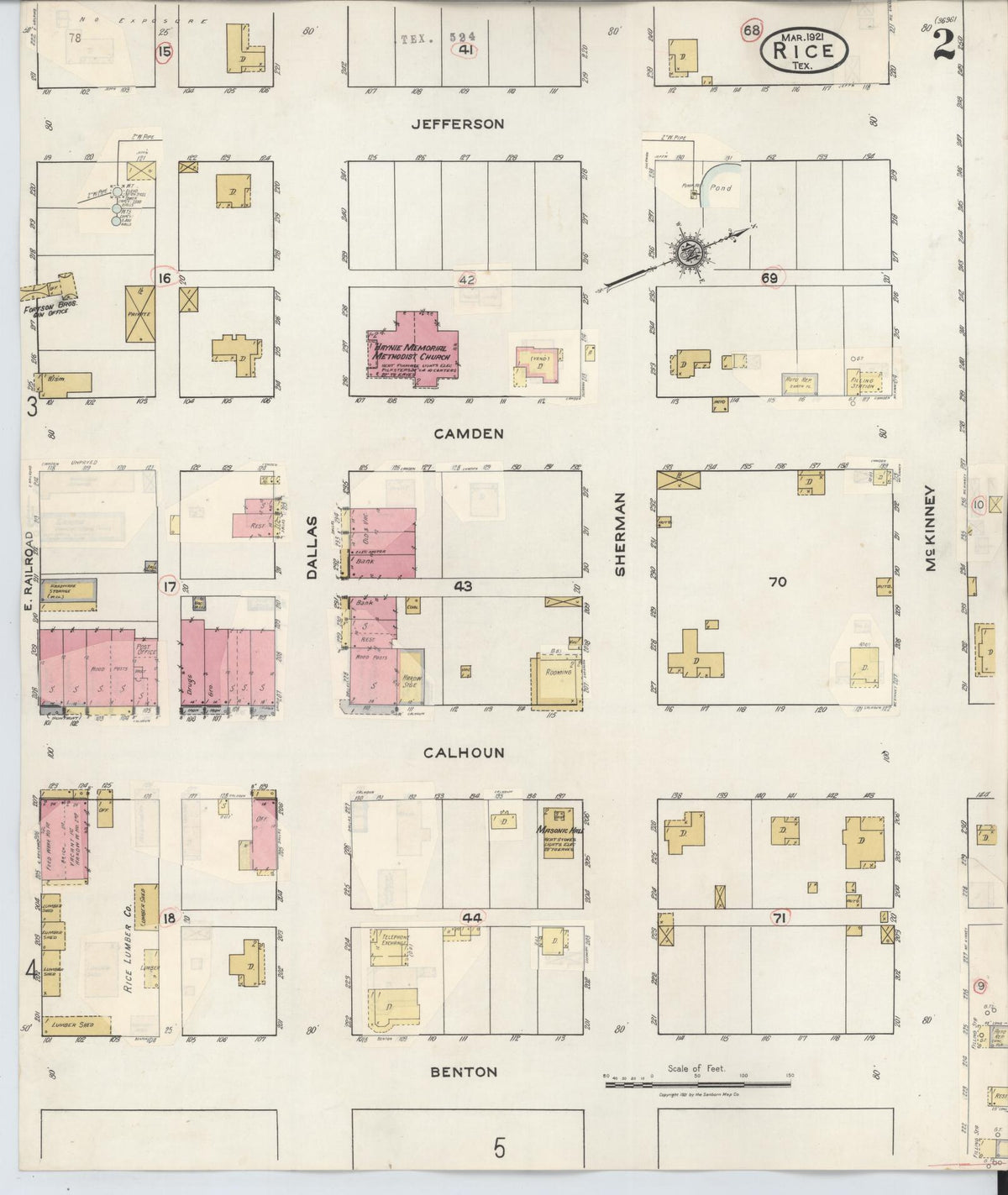 Sanborn Fire Insurance Map from Rice, Navarro County, Texas (1935), Sheet #0002 - Complete Map Set gallery image, historic Sanborn map, vintage wall art, Texas Texas