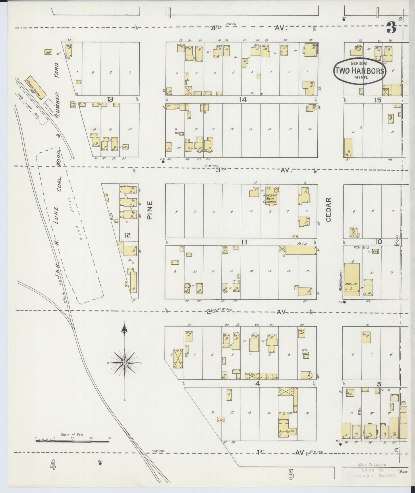 Sanborn Fire Insurance Map from Two Harbors, Lake County, Minnesota (1892), Sheet #0003 - Complete Map Set gallery image, historic Sanborn map, vintage wall art, Minnesota Minnesota