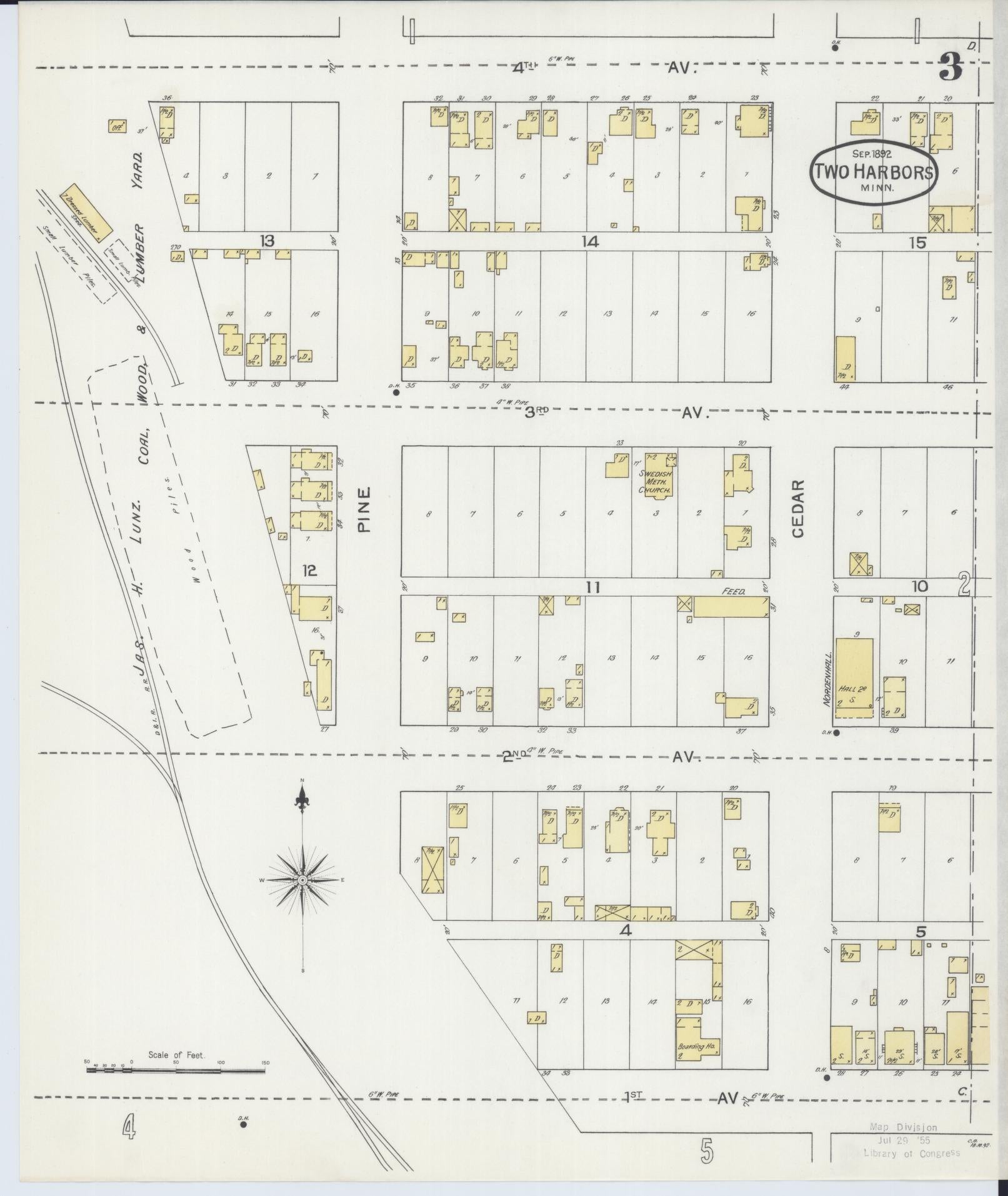 Sanborn Fire Insurance Map from Two Harbors, Lake County, Minnesota (1892), Sheet #0003 - Complete Map Set gallery image, historic Sanborn map, vintage wall art, Minnesota Minnesota