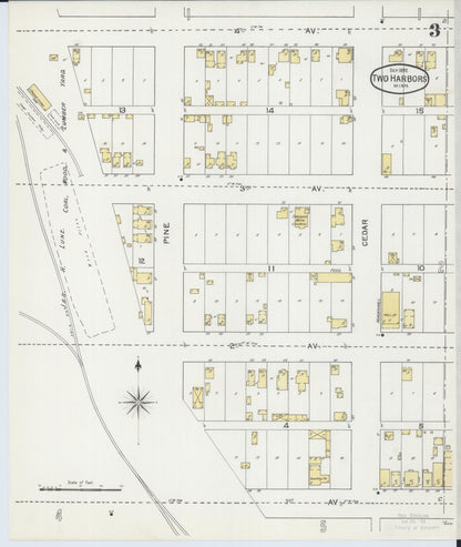 Sanborn Fire Insurance Map from Two Harbors, Lake County, Minnesota (1892), Sheet #0003 - Complete Map Set gallery image, historic Sanborn map, vintage wall art, Minnesota Minnesota