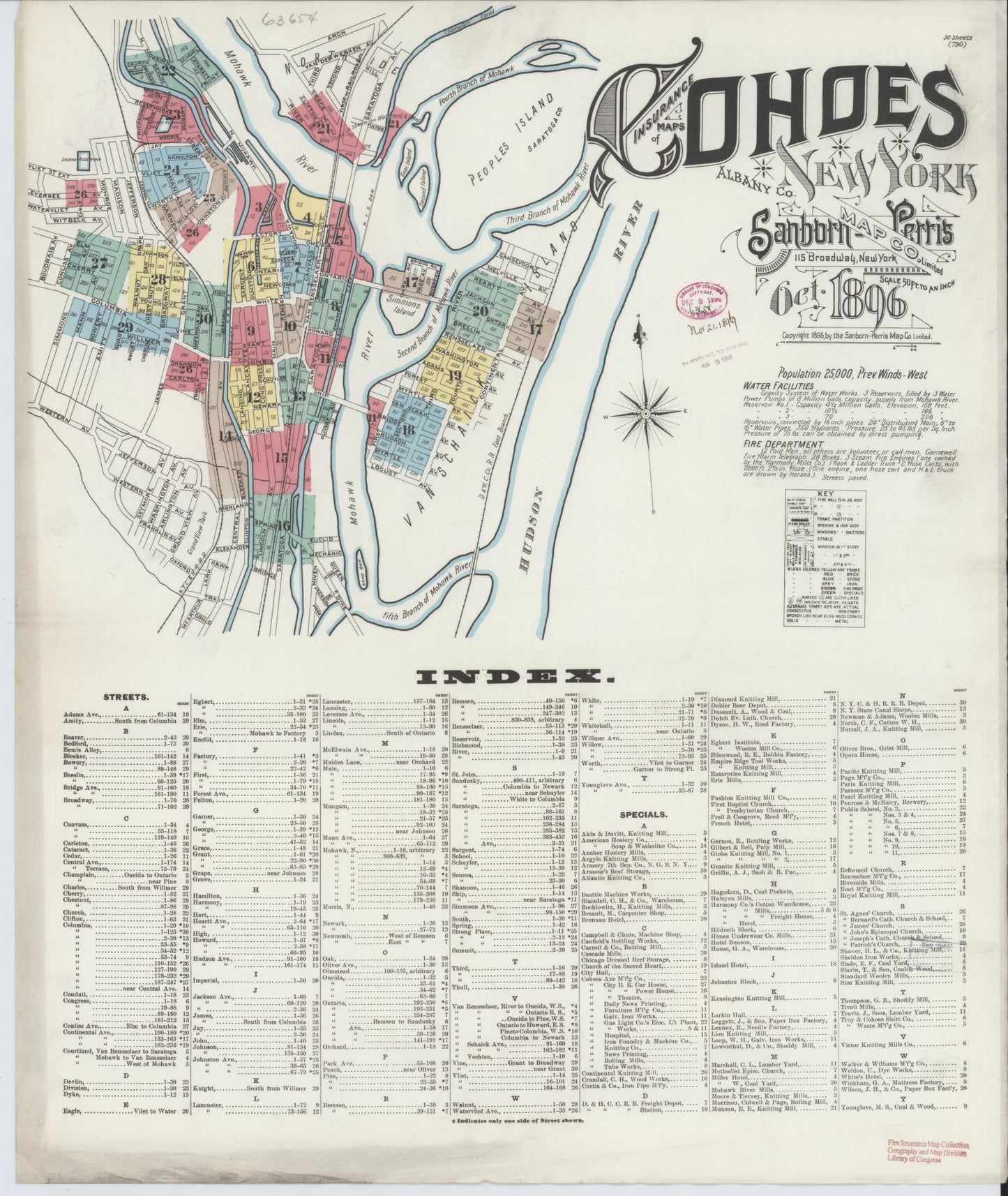 Sanborn Fire Insurance Map from Cohoes, Albany County, New York. (1896) – Historic Sanborn Fire Insurance Map Print