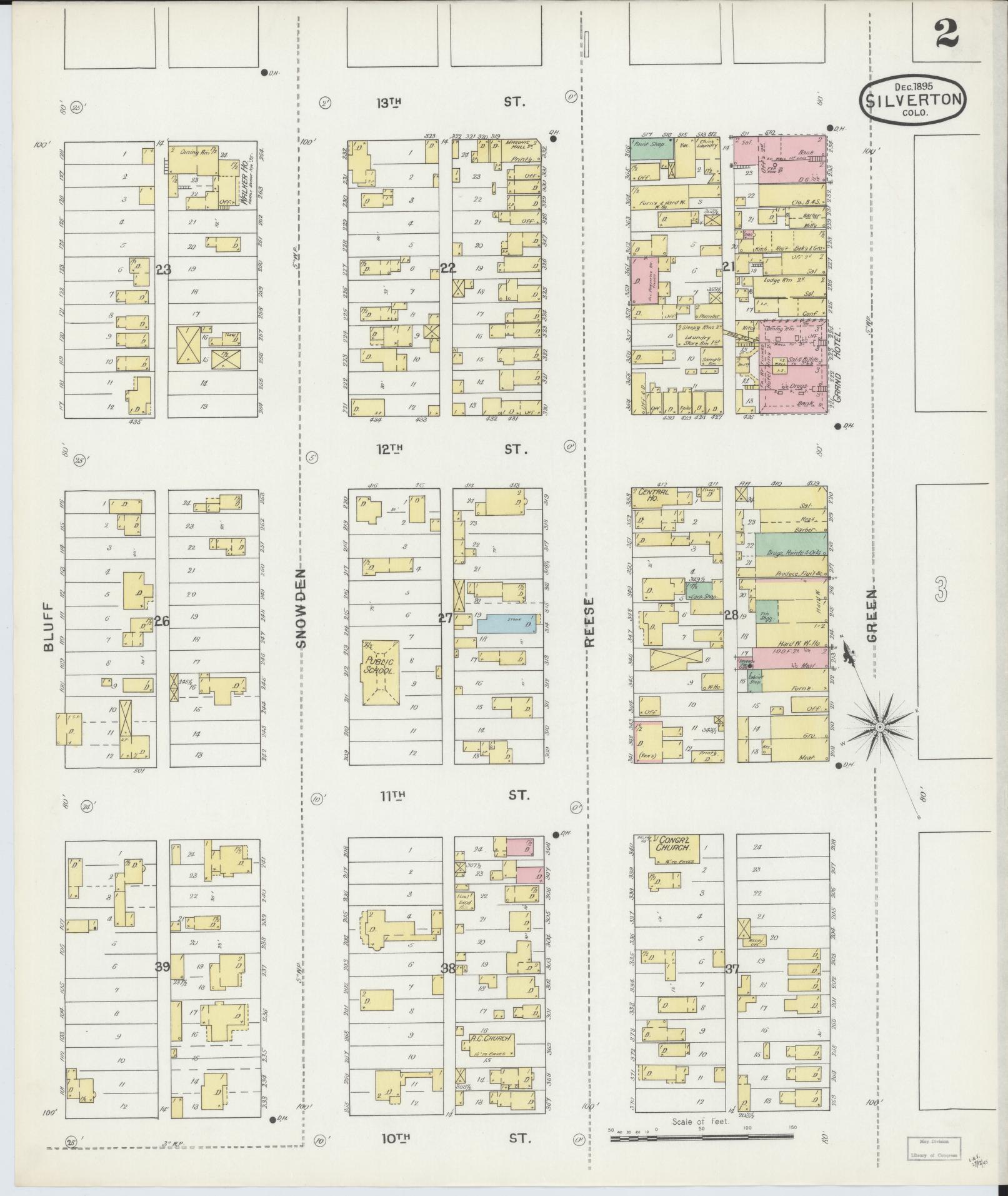 Sanborn Fire Insurance Map from Silverton, San Juan County, Colorado (1895), Sheet #0002 - Complete Map Set gallery image, historic Sanborn map, vintage wall art, Colorado Colorado
