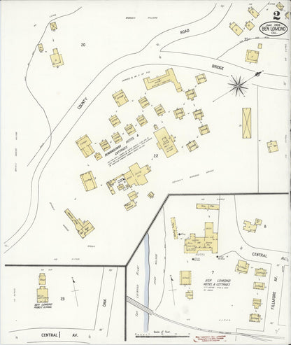 Sanborn Fire Insurance Map from Ben Lomond, Santa Cruz County, California (1908), Sheet #0002 - Historic Sanborn Fire Insurance Map Print, vintage old map wall art, antique decor, genealogy gift, California California map