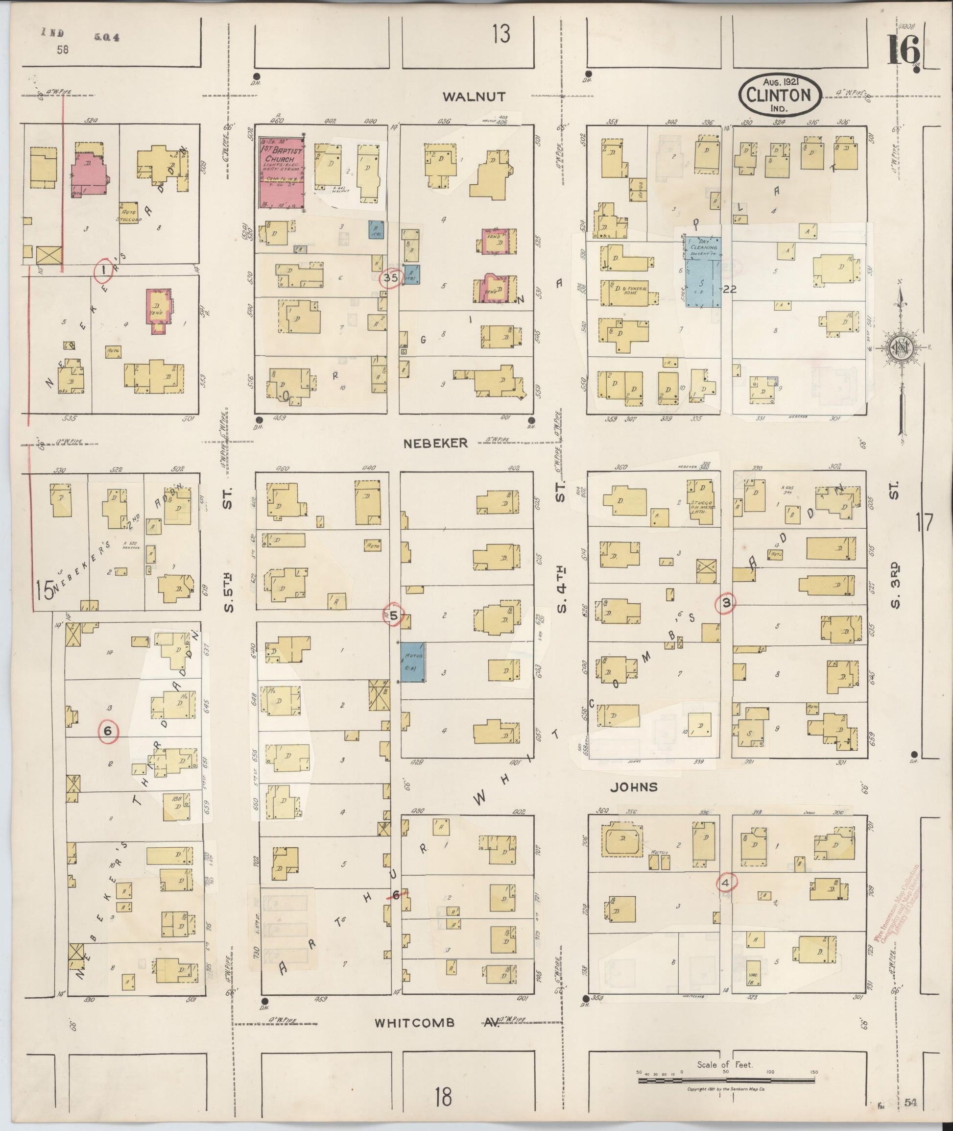 Sanborn Fire Insurance Map from Clinton, Vermillion County, Indiana (1947), Sheet #0016 - Historic Sanborn Fire Insurance Map Print, vintage old map wall art, antique decor, genealogy gift, Indiana Indiana map