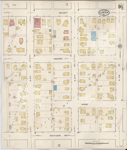 Sanborn Fire Insurance Map from Clinton, Vermillion County, Indiana (1947), Sheet #0016 - Historic Sanborn Fire Insurance Map Print, vintage old map wall art, antique decor, genealogy gift, Indiana Indiana map