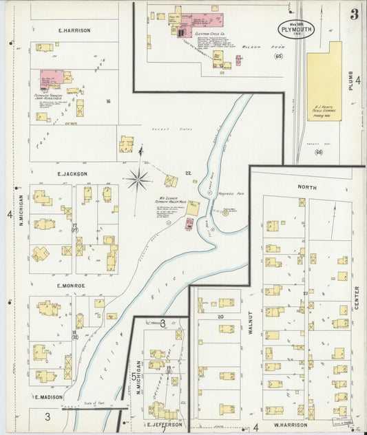 Sanborn Fire Insurance Map from Plymouth, Marhshall County, Indiana (1898), Sheet #0003 - Historic Sanborn Fire Insurance Map Print, vintage old map wall art, antique decor, genealogy gift, Indiana Indiana map