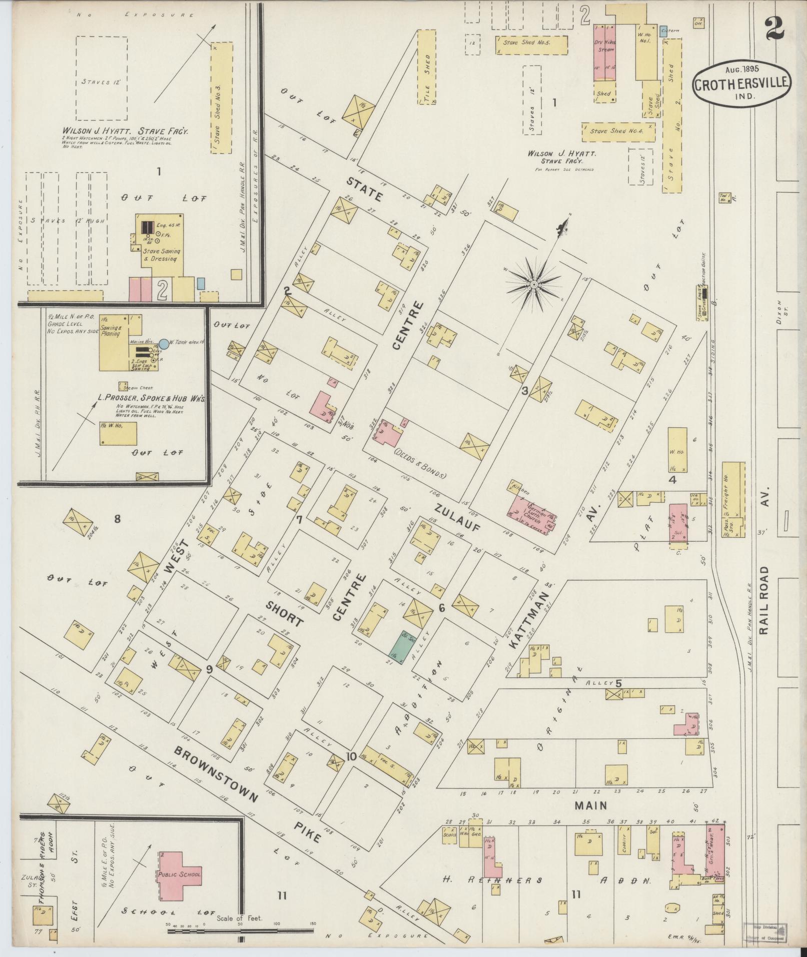 Sanborn Fire Insurance Map from Crothersville, Jackson County, Indiana (1895), Sheet #0002 - Complete Map Set gallery image, historic Sanborn map, vintage wall art, Indiana Indiana