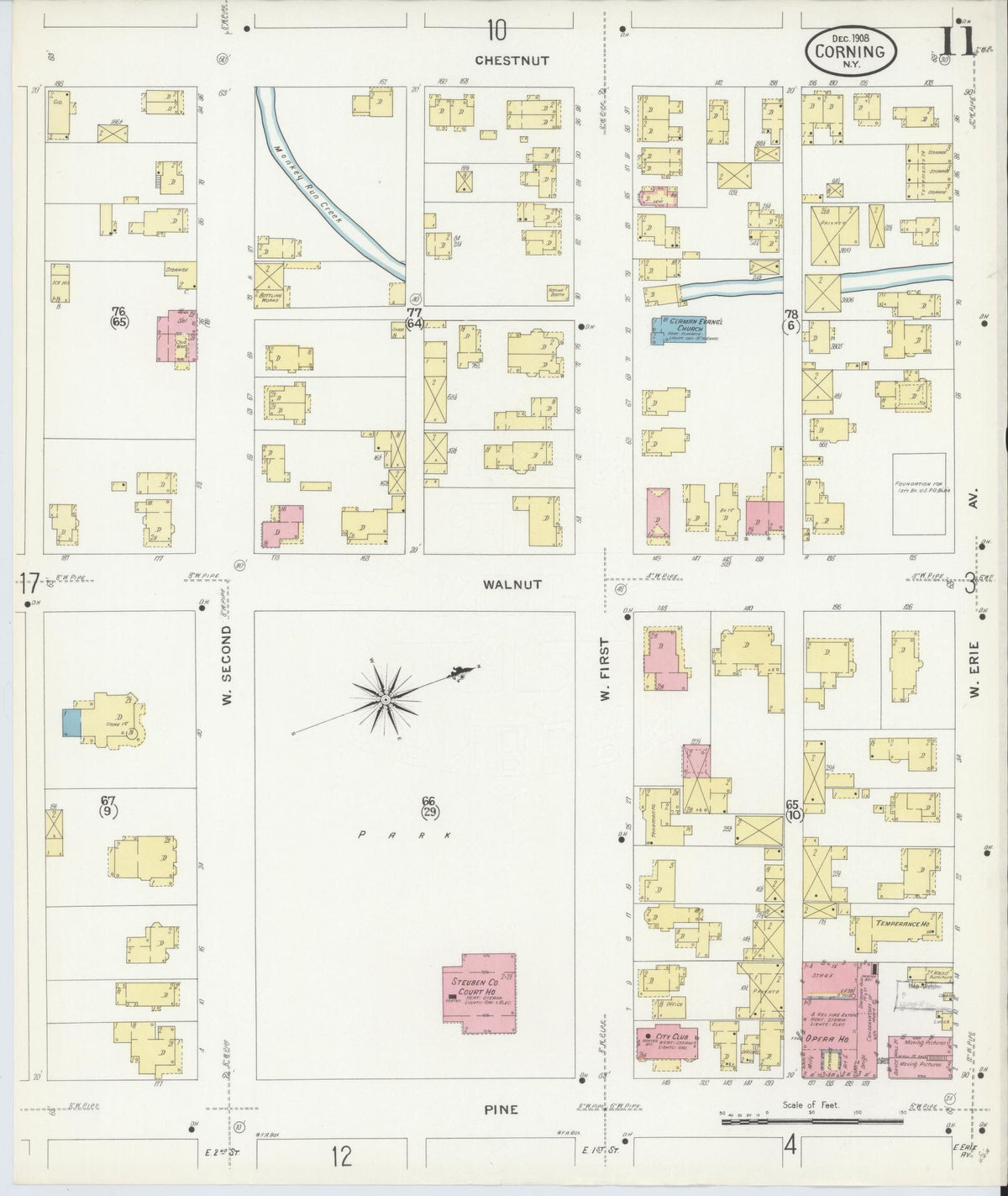 Sanborn Fire Insurance Map from Corning, Steuben County, New York (1908), Sheet #0011 - Complete Map Set gallery image, historic Sanborn map, vintage wall art, New York New York