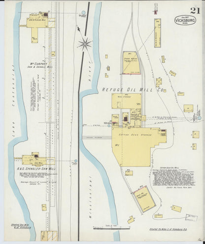 Sanborn Fire Insurance Map from Vicksburg, Warren County, Mississippi (1897), Sheet #0021 - Complete Map Set gallery image, historic Sanborn map, vintage wall art, Mississippi Mississippi