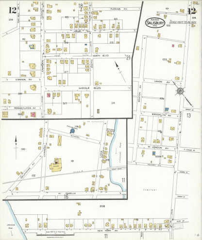 Sanborn Fire Insurance Map from Salisbury, Wicomico County, Maryland (1923), Sheet #0012 - Complete Map Set gallery image, historic Sanborn map, vintage wall art, Maryland Maryland