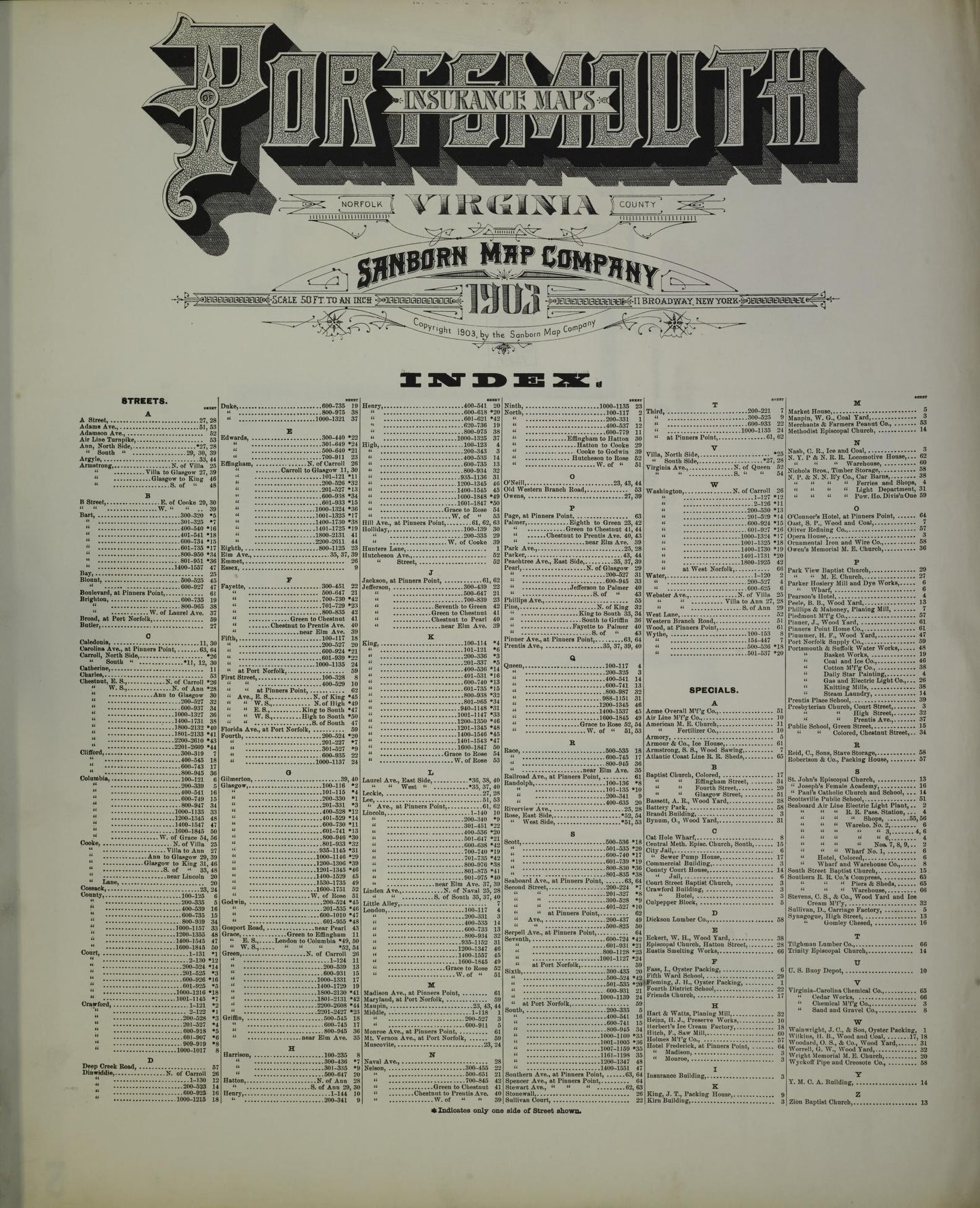 Sanborn Fire Insurance Map from Portsmouth, Independent Cities, Virginia. (1903) – Historic Sanborn Fire Insurance Map Print