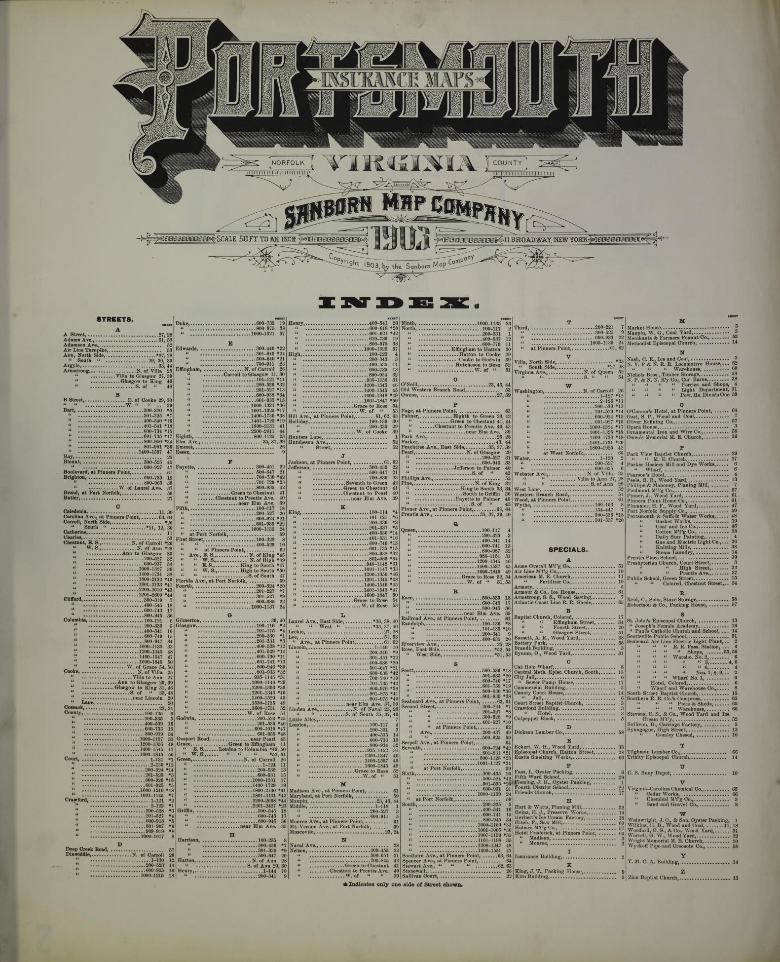 Sanborn Fire Insurance Map from Portsmouth, Independent Cities, Virginia. (1903) – Historic Sanborn Fire Insurance Map Print