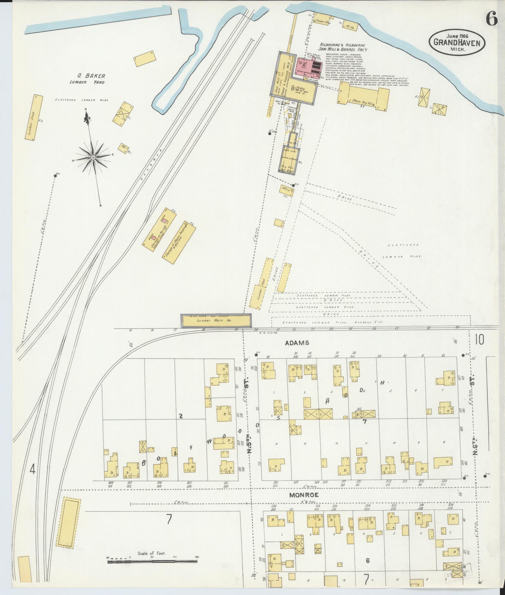 Sanborn Fire Insurance Map from Grand Haven, Ottawa County, Michigan (1906), Sheet #0006 - Complete Map Set gallery image, historic Sanborn map, vintage wall art, Michigan Michigan