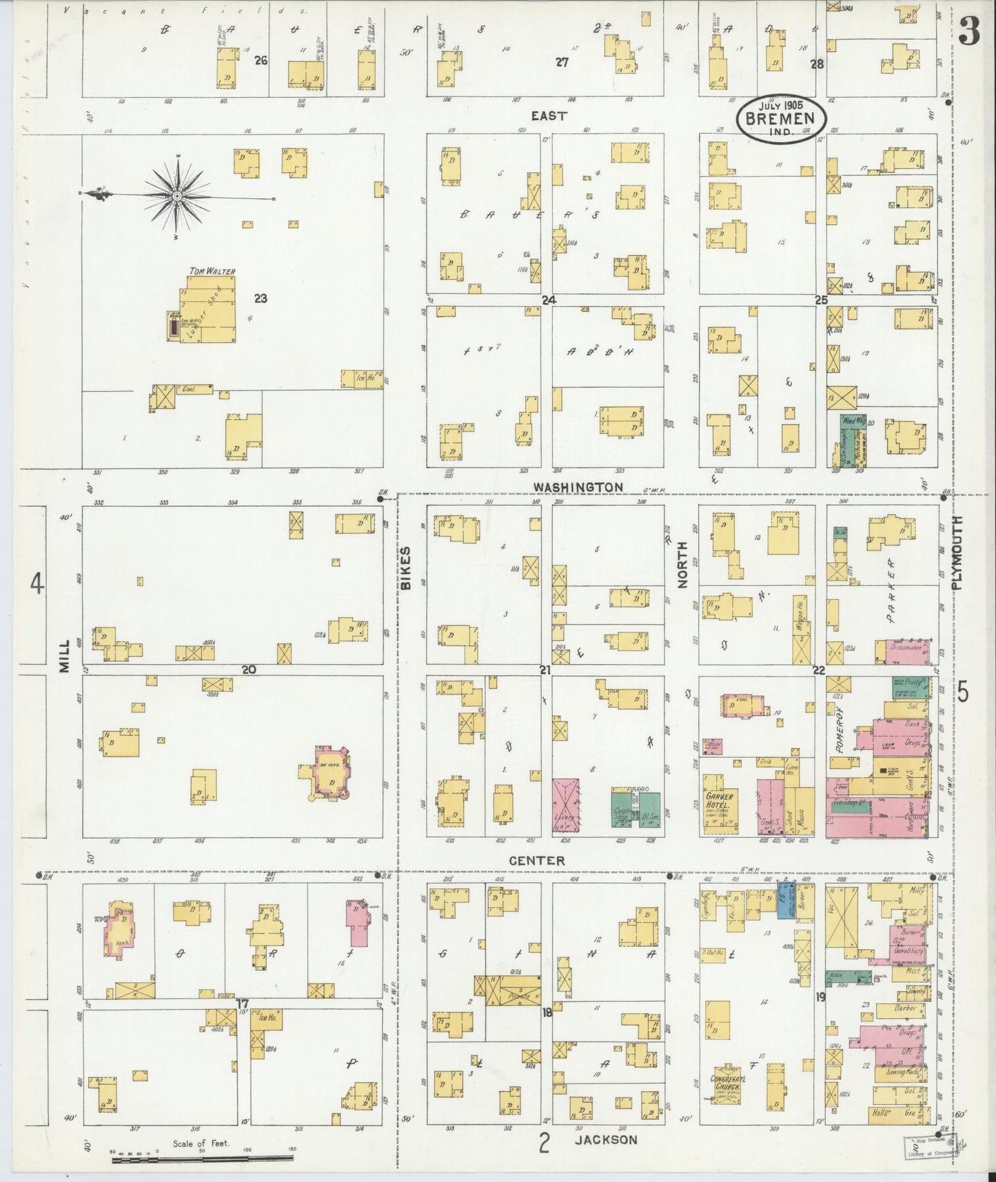 Sanborn Fire Insurance Map from Bremen, Marshall County, Indiana (1905), Sheet #0003 - Complete Map Set gallery image, historic Sanborn map, vintage wall art, Indiana Indiana