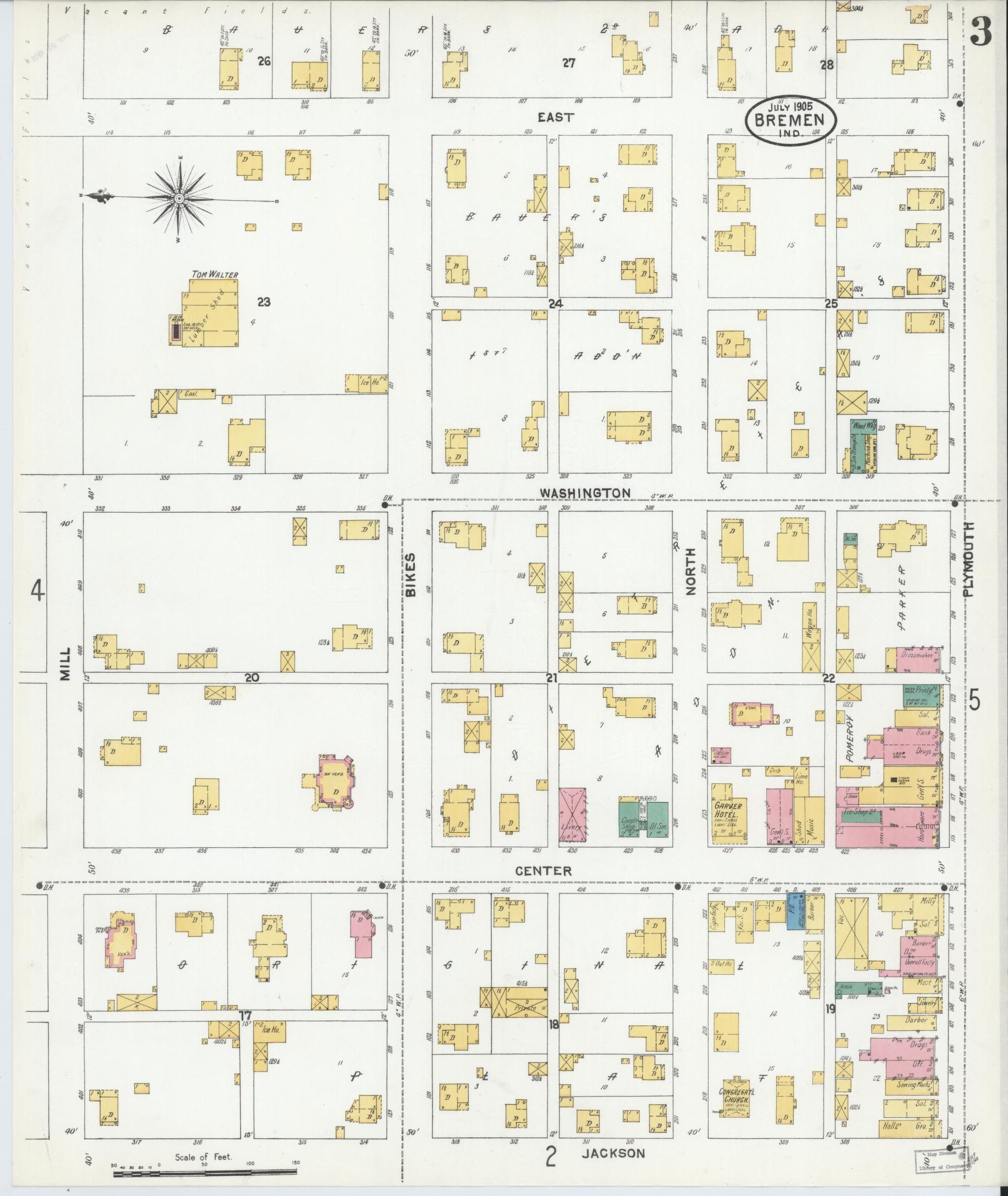 Sanborn Fire Insurance Map from Bremen, Marshall County, Indiana (1905), Sheet #0003 - Complete Map Set gallery image, historic Sanborn map, vintage wall art, Indiana Indiana