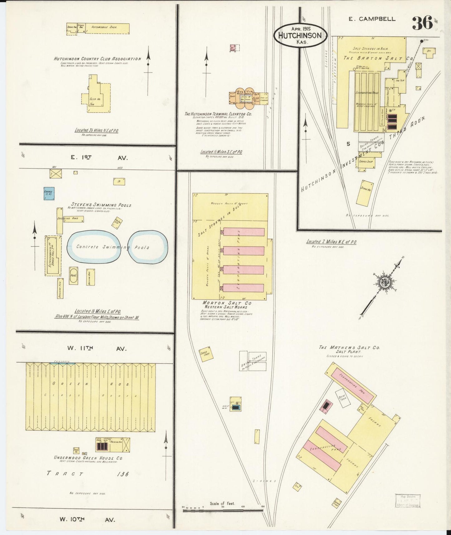 Sanborn Fire Insurance Map from Hutchinson, Reno County, Kansas (1915), Sheet #0037 - Complete Map Set gallery image, historic Sanborn map, vintage wall art, Kansas Kansas