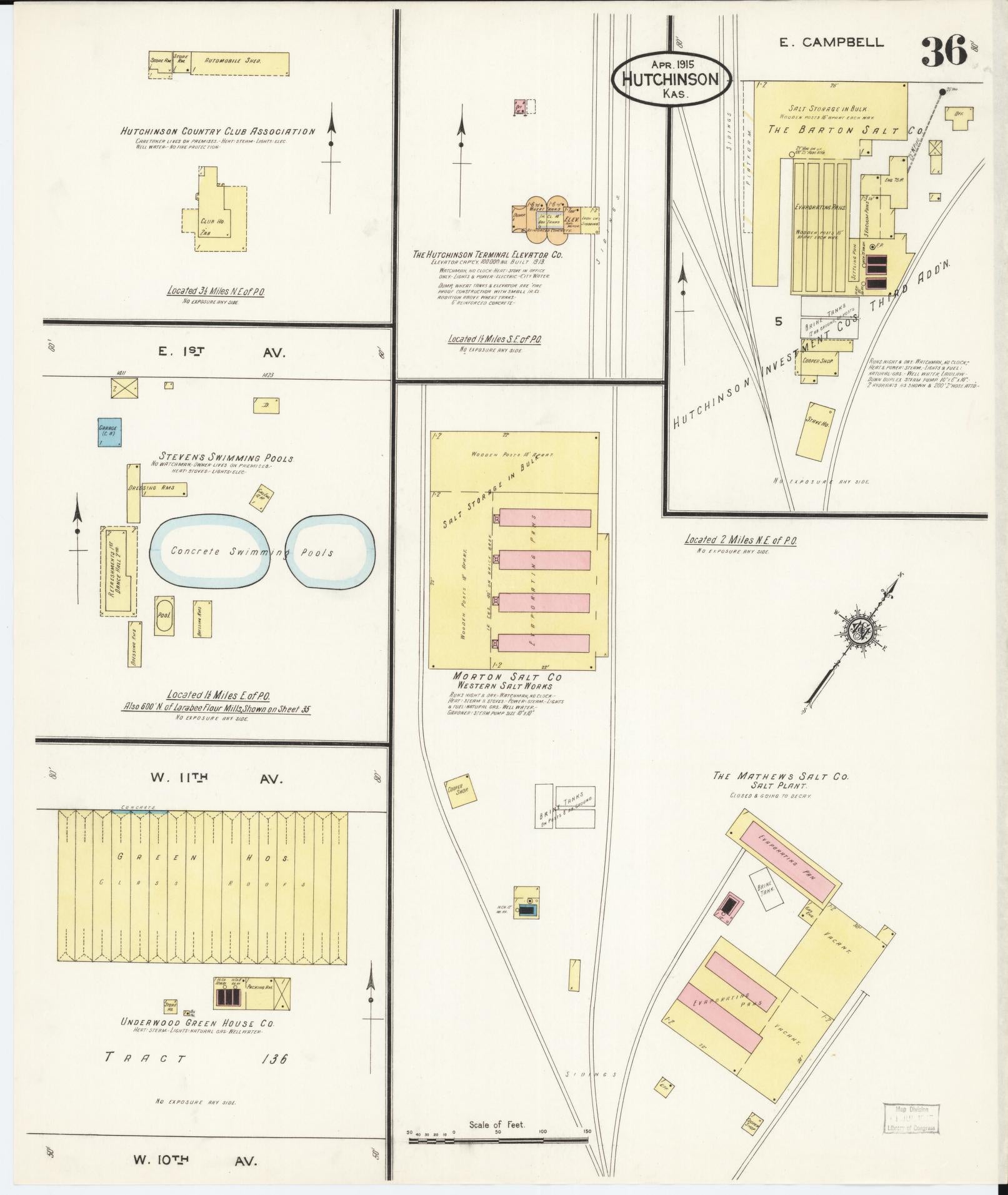 Sanborn Fire Insurance Map from Hutchinson, Reno County, Kansas (1915), Sheet #0037 - Complete Map Set gallery image, historic Sanborn map, vintage wall art, Kansas Kansas