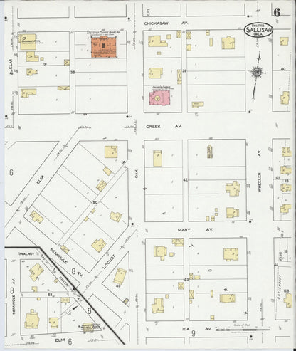 Sanborn Fire Insurance Map from Sallisaw, Sequoyah County, Oklahoma (1918), Sheet #0006 - Complete Map Set gallery image, historic Sanborn map, vintage wall art, Oklahoma Oklahoma