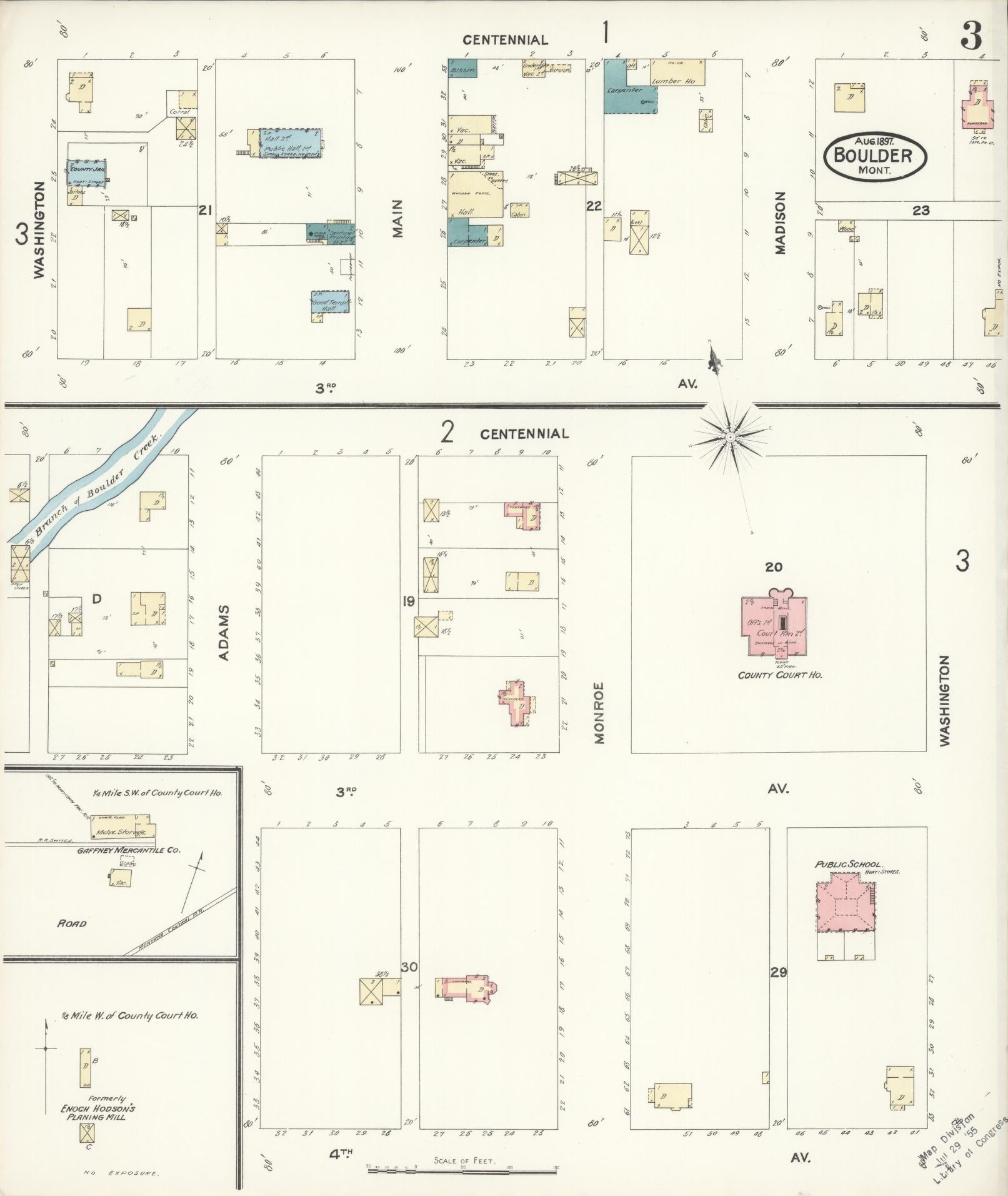 Sanborn Fire Insurance Map from Boulder, Jefferson County, Montana (1897), Sheet #0003 - Complete Map Set gallery image, historic Sanborn map, vintage wall art, Montana Montana