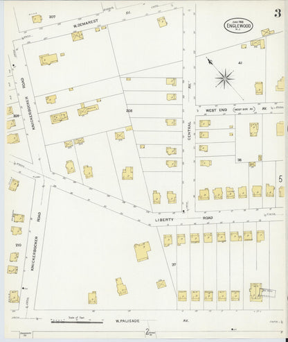 Sanborn Fire Insurance Map from Englewood, Bergen County, New Jersey (1908), Sheet #0003 - Complete Map Set gallery image, historic Sanborn map, vintage wall art, New Jersey New Jersey
