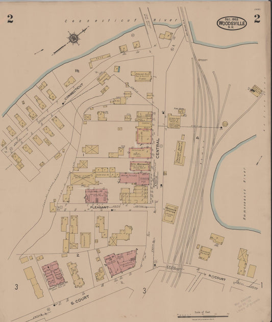 Sanborn Fire Insurance Map from Woodsville, Grafton County, New Hampshire (1922), Sheet #0002 - Historic Sanborn Fire Insurance Map Print, vintage old map wall art, antique decor, genealogy gift, New Hampshire New Hampshire map